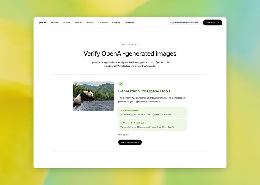 Публичный детектор OpenAI отвечает «Generated with OpenAI tools»